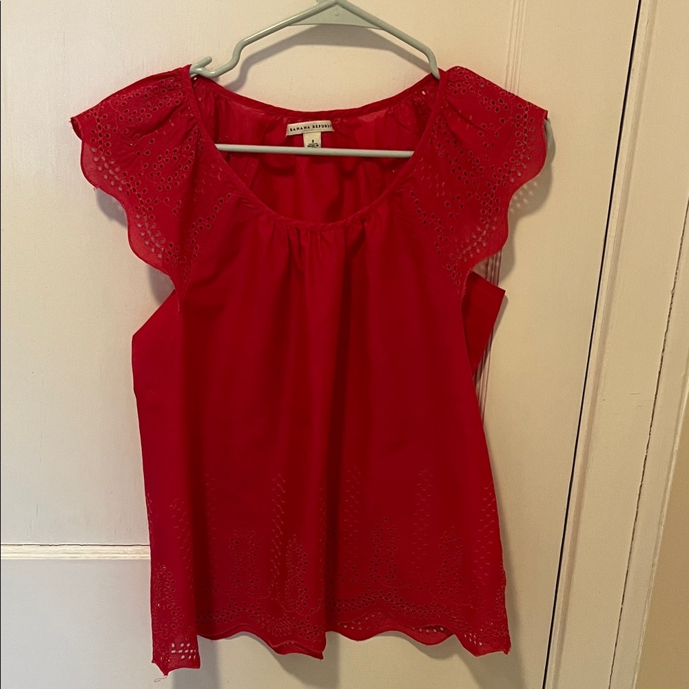 Banana Republic Pink Flutter Sleeve Blouse
